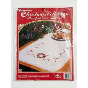 Vogart Crafts Cross Stitch Kit Unisex 14.5x39 White Christmas Wreath Scarf 2975C